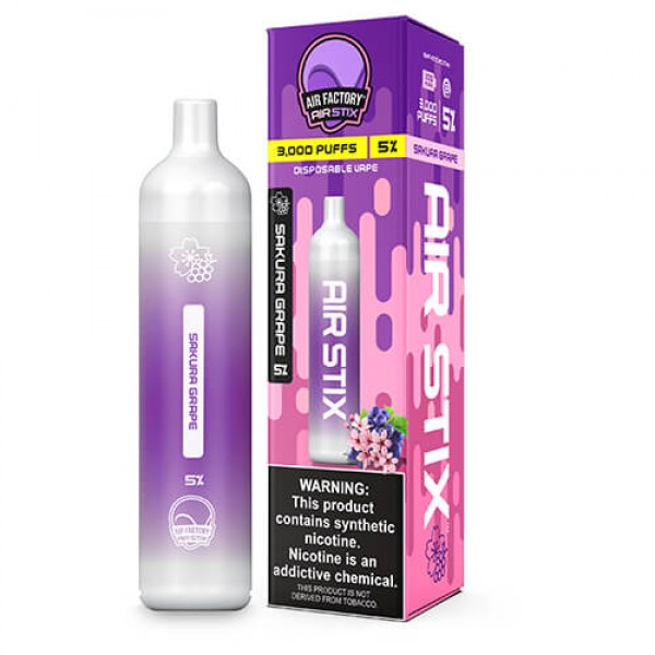 Air Factory Air Stix 3000 – Disposable Vape Device – Sakura Grape – Single / 50mg
